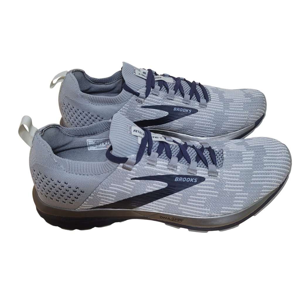 Brooks Ricochet 2 Mens Running Shoes Grey Navy DNA AMP 1103151D020 FLAW Size 10